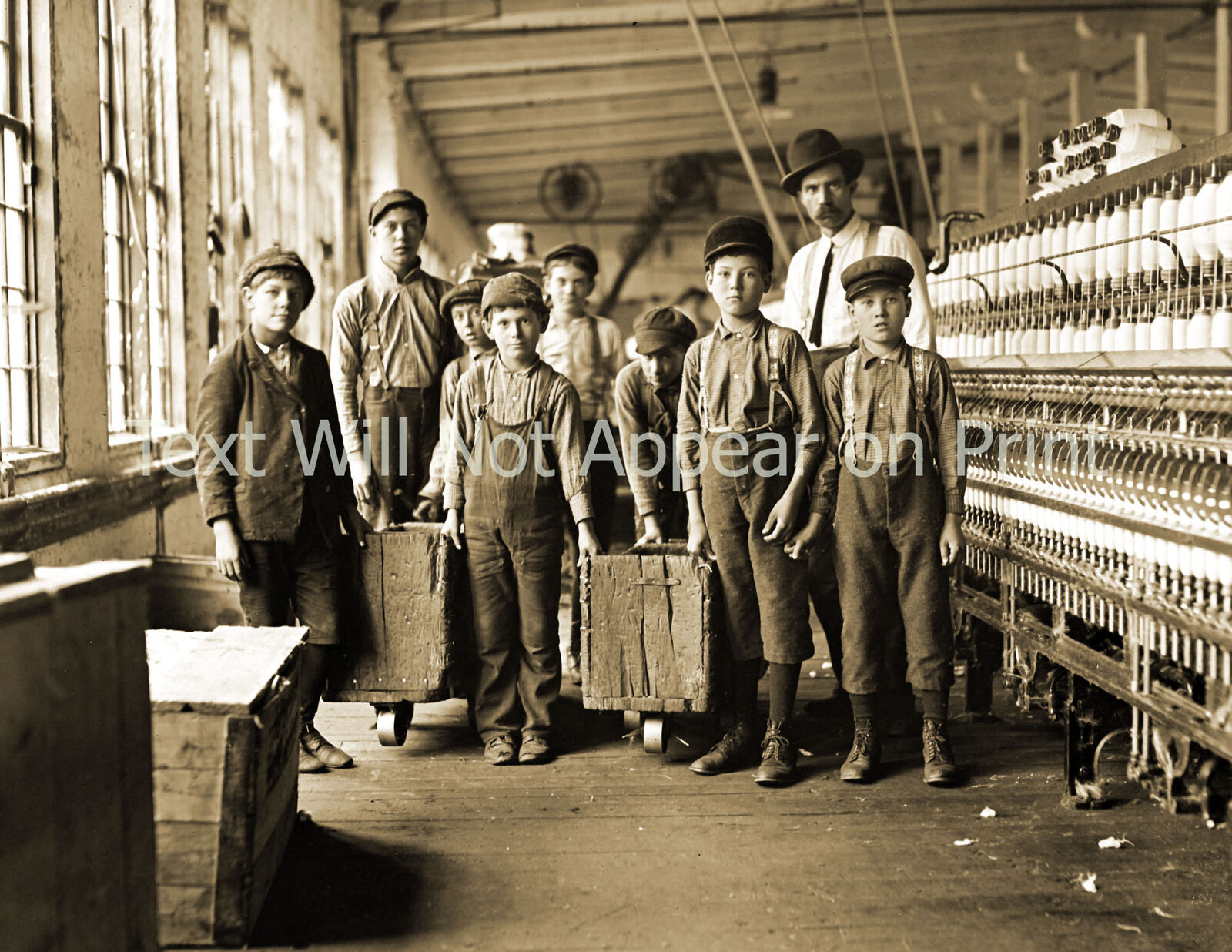 1908 Young Mill Workers, South Carolina Vintage Old Photo 8.5