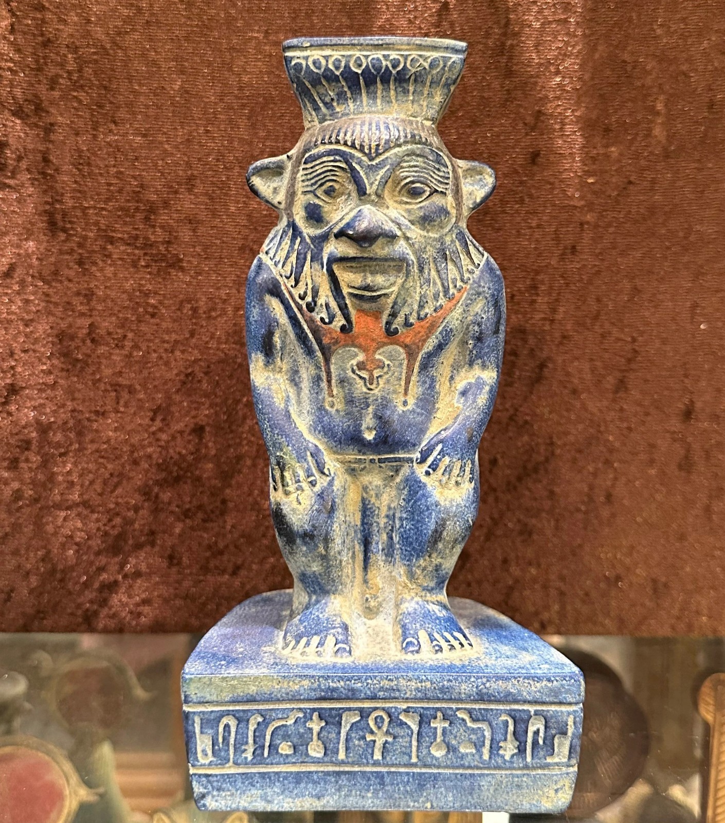 Authentic Ancient Egyptian Antiquities Rare Bes Blue Stone Statue Egyptian BC