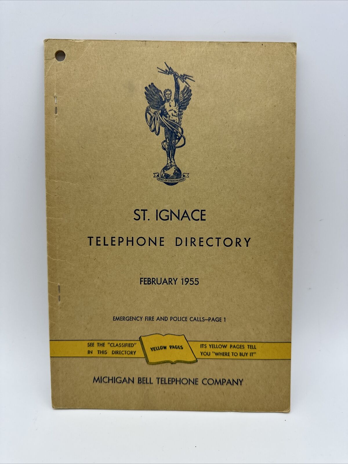 RARE 1955 Michigan Bell St Ignace MI TELEPHONE DIRECTORY phone book 4 digit #'s
