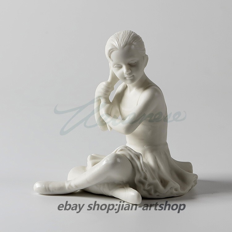 Modern Art Sculpture Handmade White Ceramics Ballet Girl Do Up One\'s Hair Statue