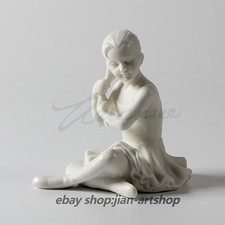 Modern Art Sculpture Handmade White Ceramics Ballet Girl Do Up One's Hair Statue picture