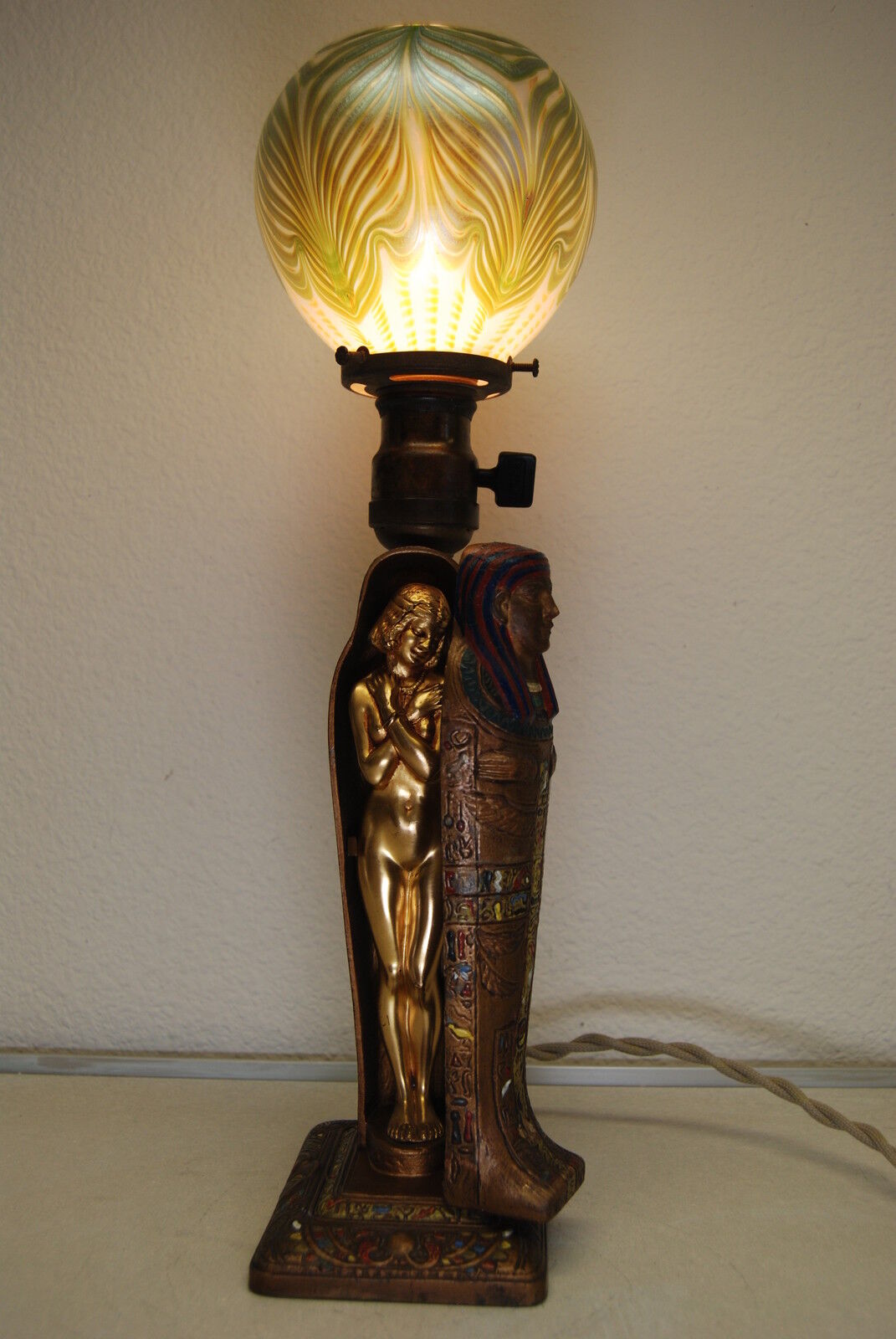 ANTIQUE OLD ART DECO NOUVEAU ARONSON TIFFANY MUMMY EGYPTIAN REVIVAL EROTIC LAMP