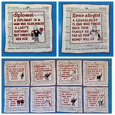 Vintage Mid-Century Cocktail Napkins MCM Funny Definitions Set of 8 Excellent picture