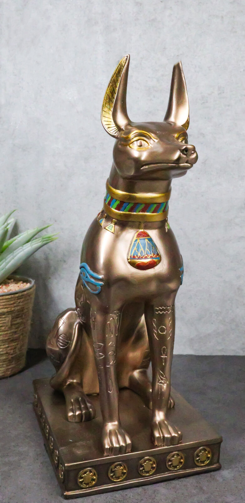 Large Egyptian Jackal Dog Anubis Statue 12.5
