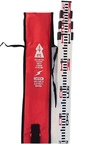 Leveling Staff 5m 4 Sections Levelling Survey Free Canvas Cover for Easy Storage