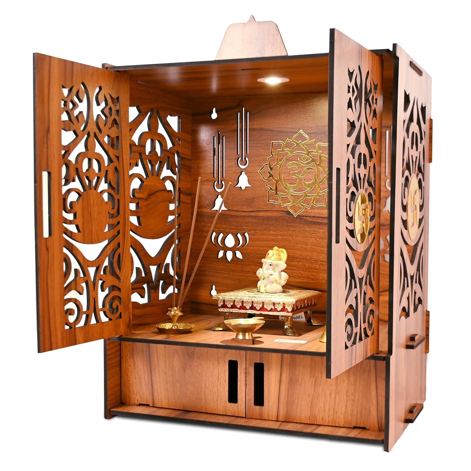 Wooden MDF Temple for Home/Office with LED SPOT Light ( 17 x 11 x 10.5 inch) Wooden MDF Temple for Home/Office with LED SPOT Light ( 17 x 11 x 10.5 inch)