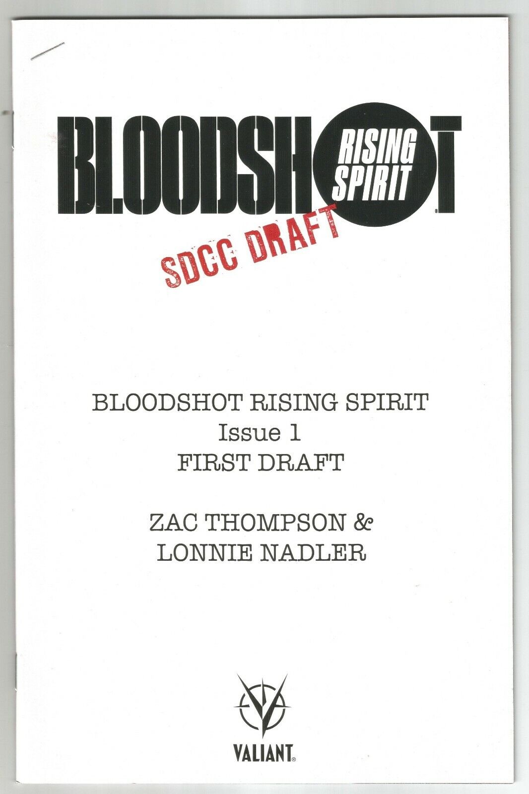Bloodshot SDCC DRAFT Diamond Retailer Seminar Exclusive Copy Valiant Comics
