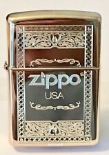 Zippo Windproof Brass Lighter With Frame Design & Zippo Logo, 63920, New In Box picture