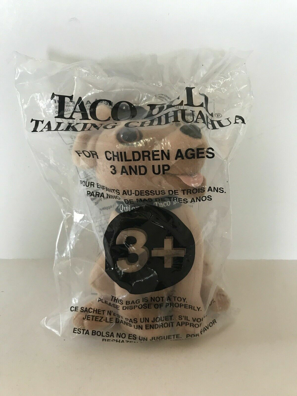 Vintage Taco Bell Talking Chihuahua Dog Plush Toy Applause Sealed Plastic Talks