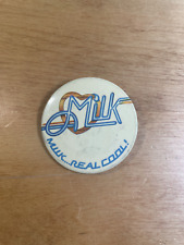 Milk Real Cool Heart Image Graphic Marketing Vintage Metal Pinback Pin Button picture
