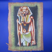 Vintage King Tutankhamun Egyptian Moon Light Original Papyrus Painting King Tut picture
