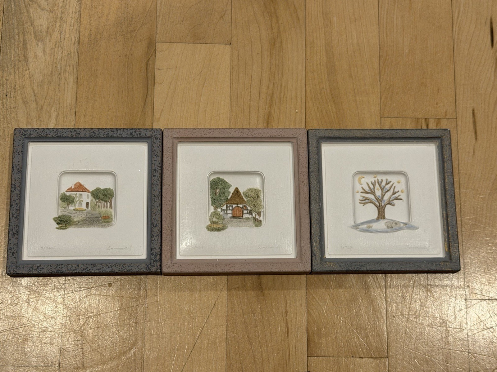 Vintage Heine Studio West Germany Resign Wall Relief Plaques Seasons set of 3 Vintage Heine Studio West Germany Resign Wall Relief Plaques Seasons set of 3