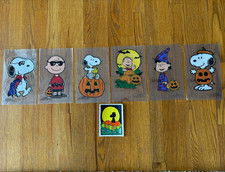 6 Peanuts Halloween Gel Window Clings New w/Original Hand-Drawn Illustration picture