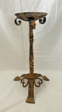 Spanish Gothic-Style Candlestick Hand-Forged Wrought Gilt Iron/Distressed Finish picture