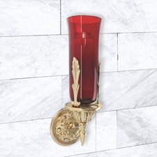 Sanctuary Lamps, San Gimignano Wall-Mount Sanctuary Lamp, Red Glass Globe 10