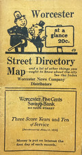 Vintage 1924 Worcester Mass Pocket City Guide Street Directory Fold Out Map Rare picture