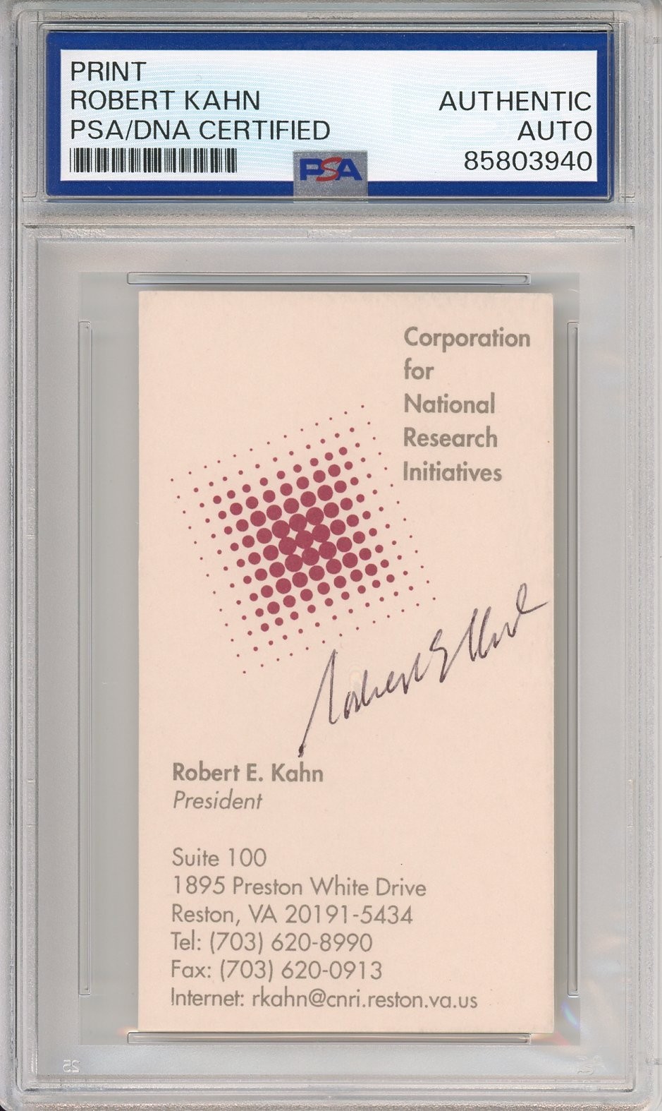 ROBERT KAHN SIGNED BUSINESS CARD SIGNED PSA DNA COA AUTOGRAPH INTERNET INVENTOR