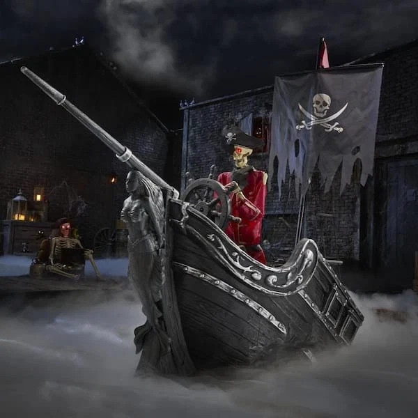 9.5FT Dead Water Animated LED Pirate Ship Halloween Yard Decoration 2026 PROPNEW 9.5FT Dead Water Animated LED Pirate Ship Halloween Yard Decoration 2026 PROPNEW