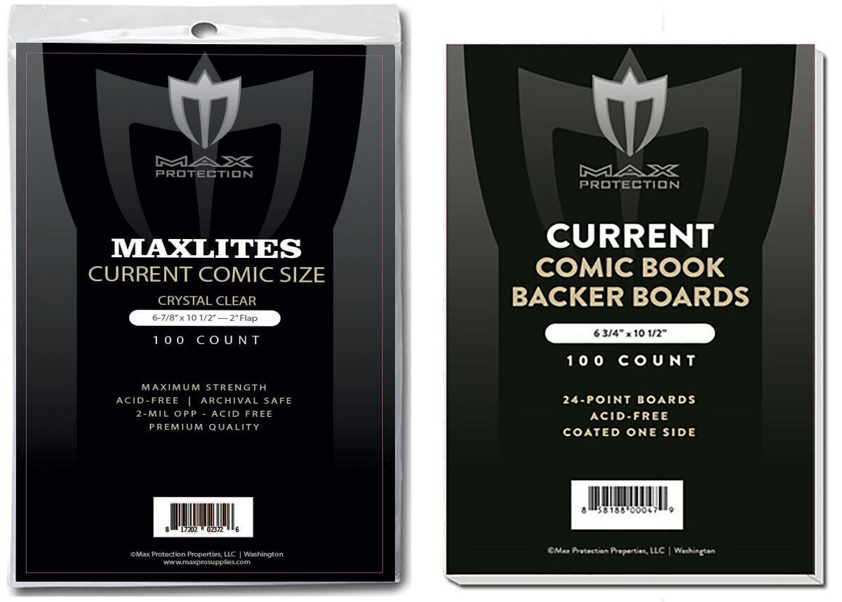 200 Max Pro Archival Maxlites Premium Current Comic Bags and Boards Super Clear