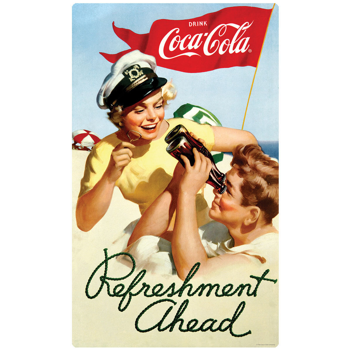 Coca-Cola Boating Refreshment Ahead 50s Wall Decal Officially Licensed Made USA