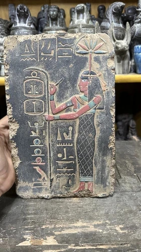 Rare Ancient Egyptian Antique Unique Plate Goddess Seshat Pharaonic Egyptian BC Rare Ancient Egyptian Antique Unique Plate Goddess Seshat Pharaonic Egyptian BC