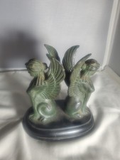 Vintage Bronze Egyption Winged Sphinxes  - Mounted Set Of Two picture