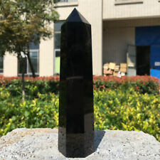 Natural Beautiful Black Obsidian Column Polished Wand Tower Point Healing Stone picture