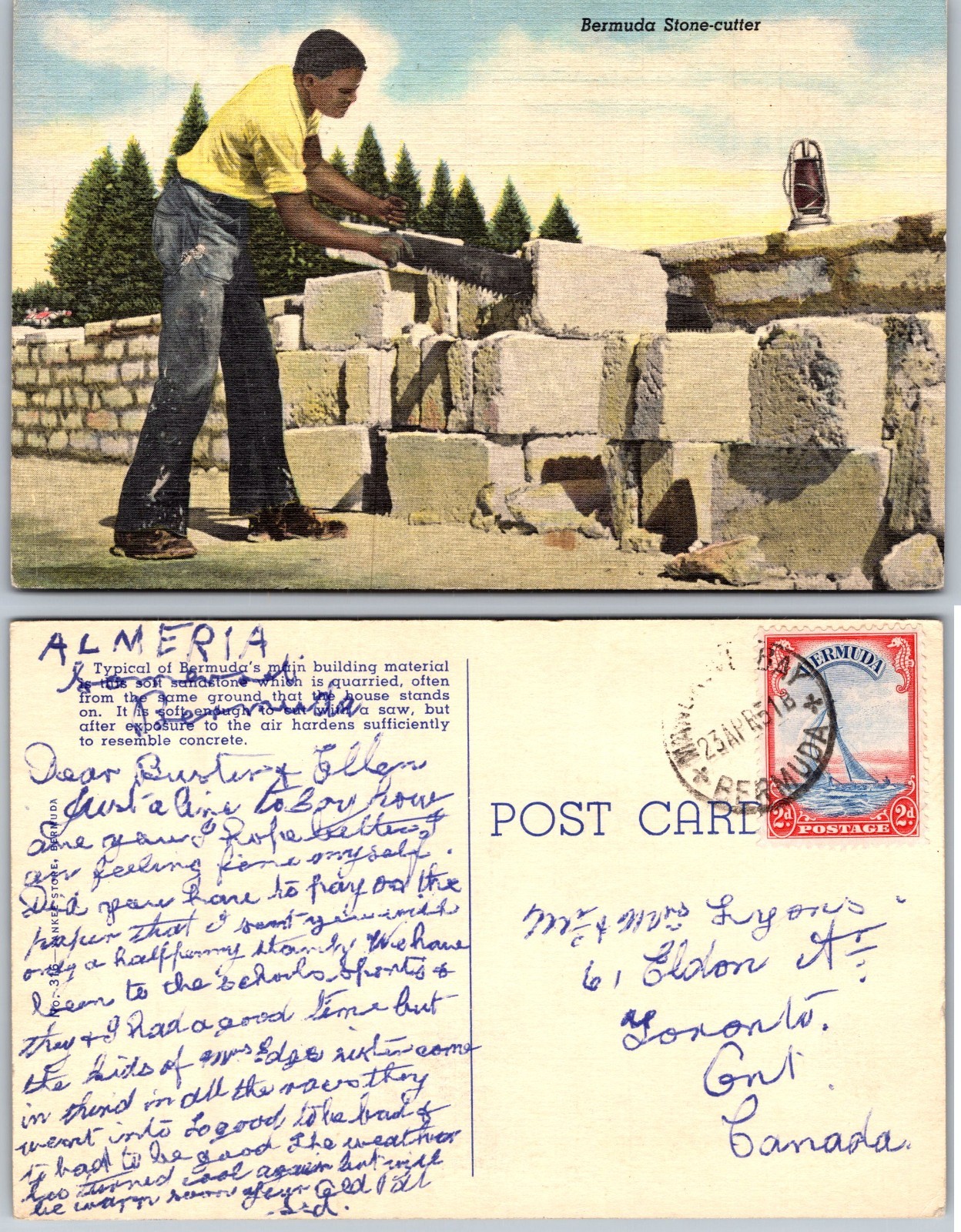 Bermuda Stone Cutter Postcard