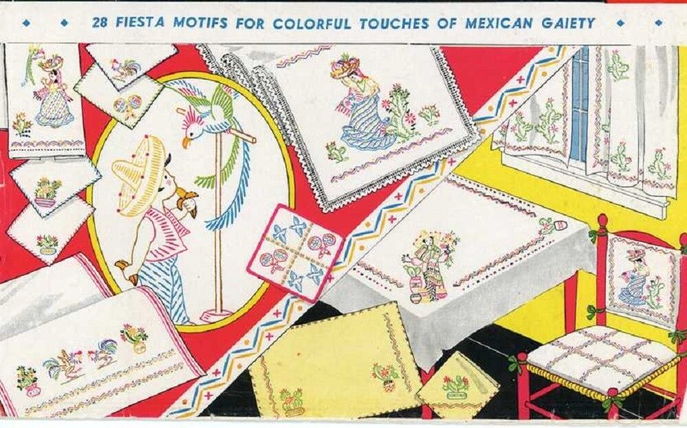 Mexican Fiesta motifs Senior Senorita Parrot Rooster 142 Hand iron on Embroidery