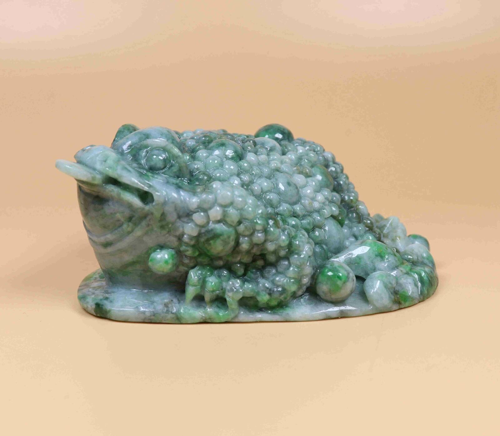 Certified Natural Green（Grade A）jade jadeite Toad statue 25382a 招财金蟾