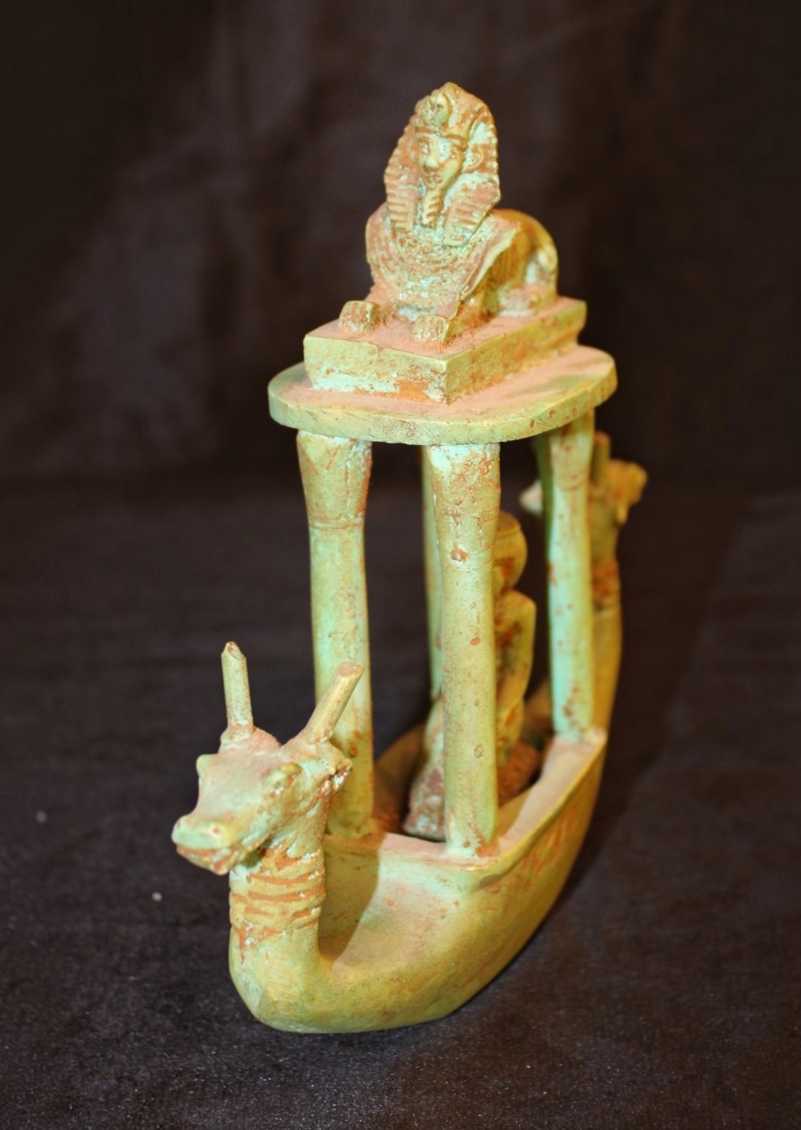 Ancient Egyptian Sphinx Boat Pharaoh Ship Statue Egyptian Antiques Collectible