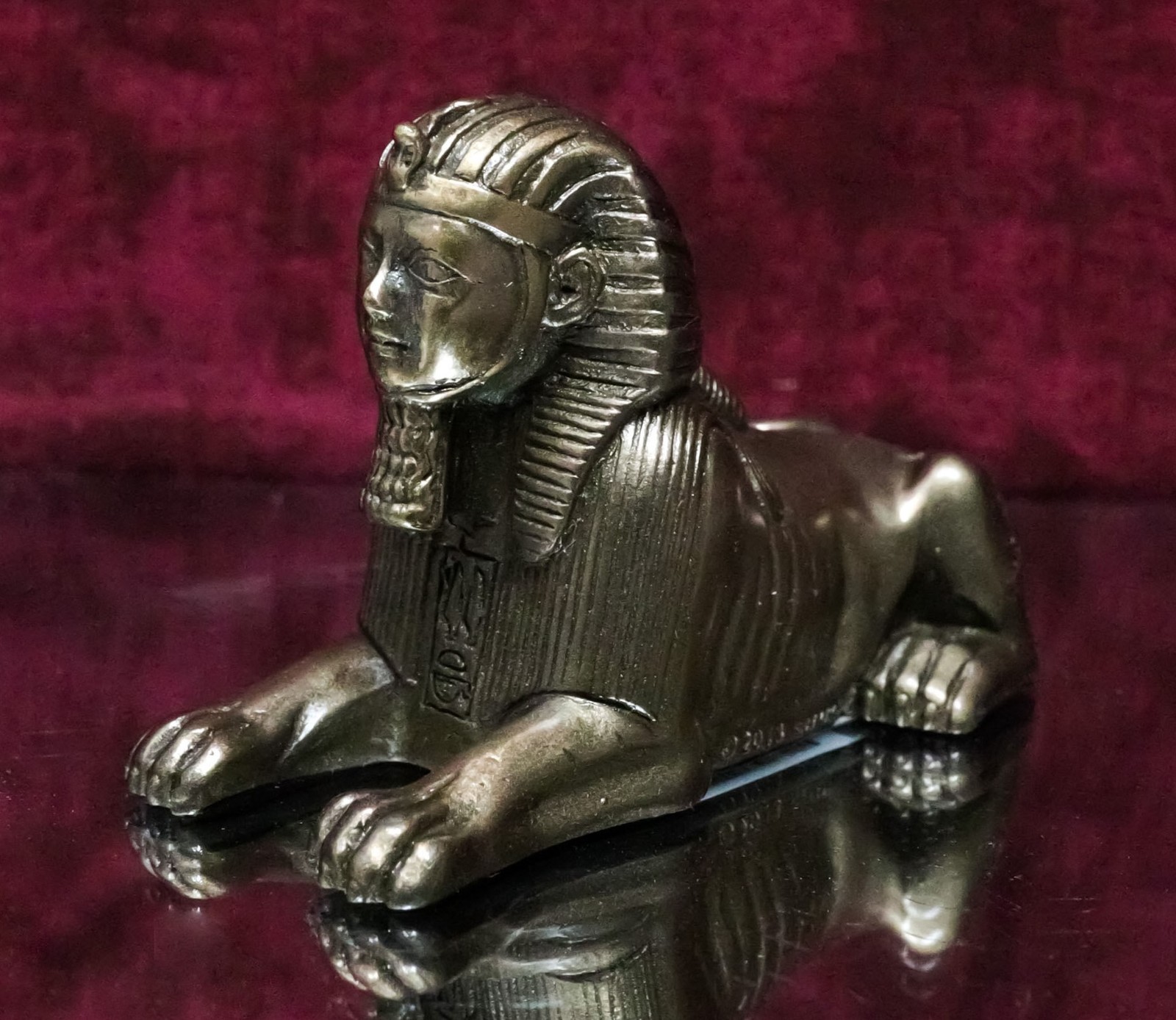 Small Bronze Metal Colored Egyptian Style Sphinx Figurine Statue Small Bronze Metal Colored Egyptian Style Sphinx Figurine Statue