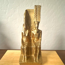 Amun and Mut Gold Tone Egyptian Figures Resin Figurine Sculpture 6