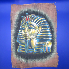 Vgt King Tutankhamun Egyptian Moon Light Original Papyrus Signed Painting Bust picture