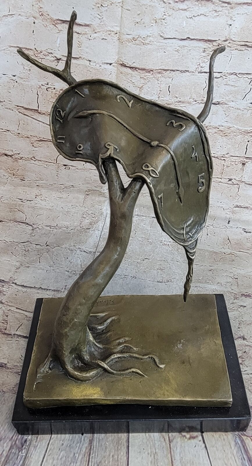 Bronze Sculpture Nobility of Time Melting Clock after Salvador Dali Interior Art