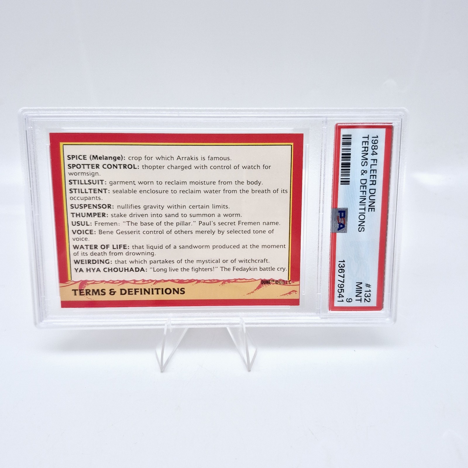 1984 Fleer Dune #132 Spice Terms and Definitions PSA 9 Pop 1 None Higher