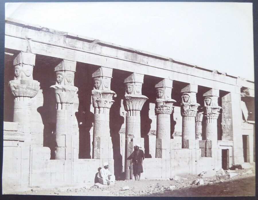 19th Century Albumen Egyptian Beato Dendera Hathor Columns