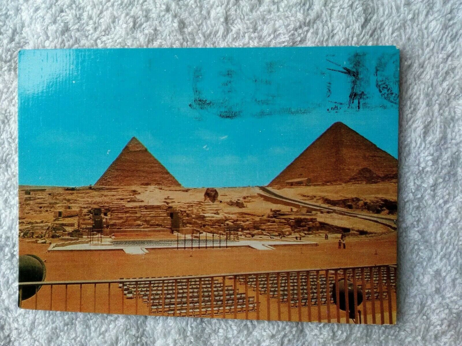 CARD;EGYPT;CIZA;THE SPINX AND PYRAMIDS;KHUFU AND KHAFRE;AL GAZA; ca1970