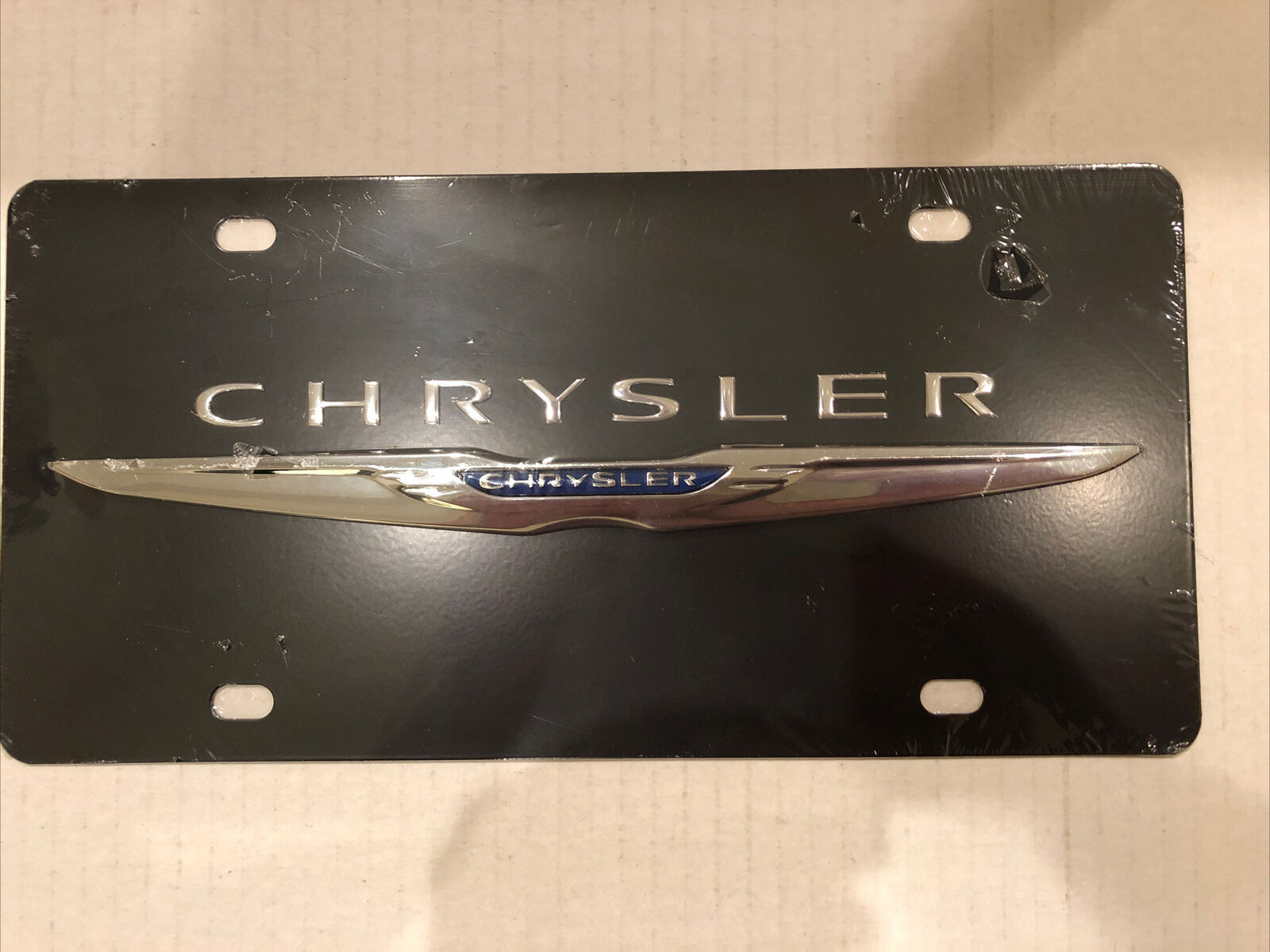 Chrysler 3D Dual Logo Black Stainless Steel License Plate