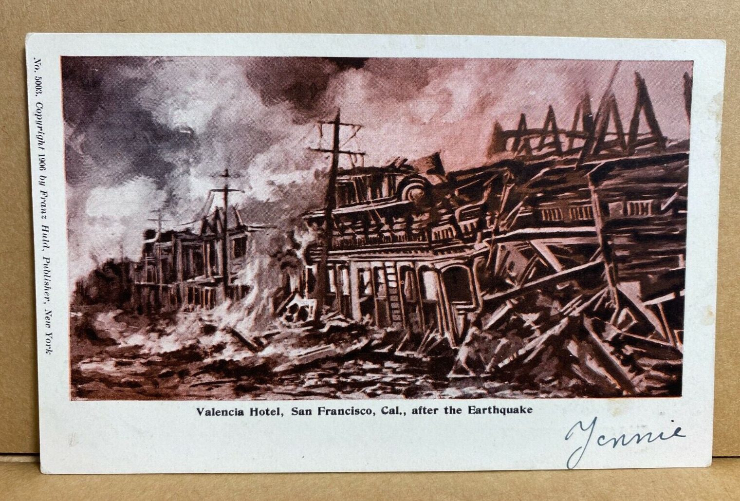 1906 San Francisco earthquake, Valencia St. Hotel, California Vintage Postcard