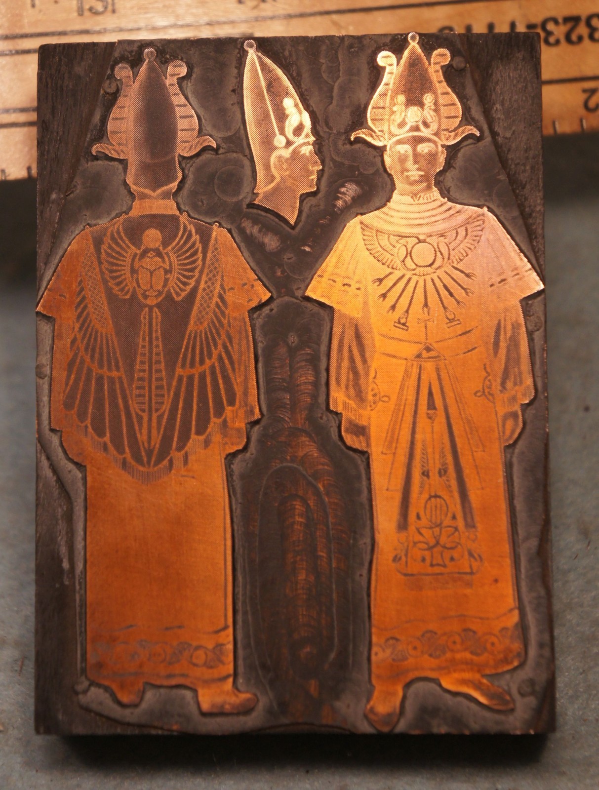 Antique EGYPTIAN PHAROAH or PRIEST Fraternal Robe COPPER PRINT BLOCK  6P148