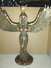  Isis Egyptian Goddess Statue Bronze Finish Accents Figurine picture