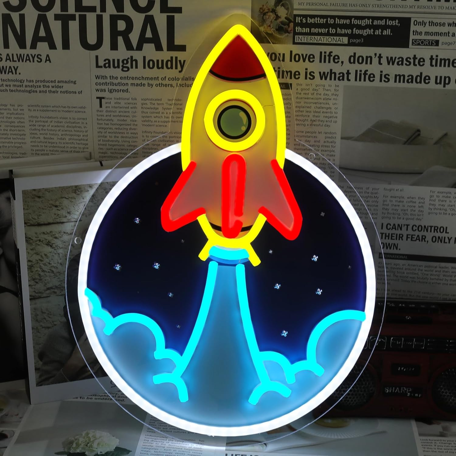 Rocket Neon Sign Space Universe LED Wall Light for Bedroom Living Room Decor Rocket Neon Sign Space Universe LED Wall Light for Bedroom Living Room Decor