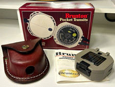 Brunton Pocket Transit Compass Model 37208 w/ Leather Case, Manual & Box picture