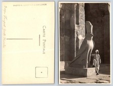 RPPC Edfu Temple Horus Statue Man Egypt Postcard AA577 picture