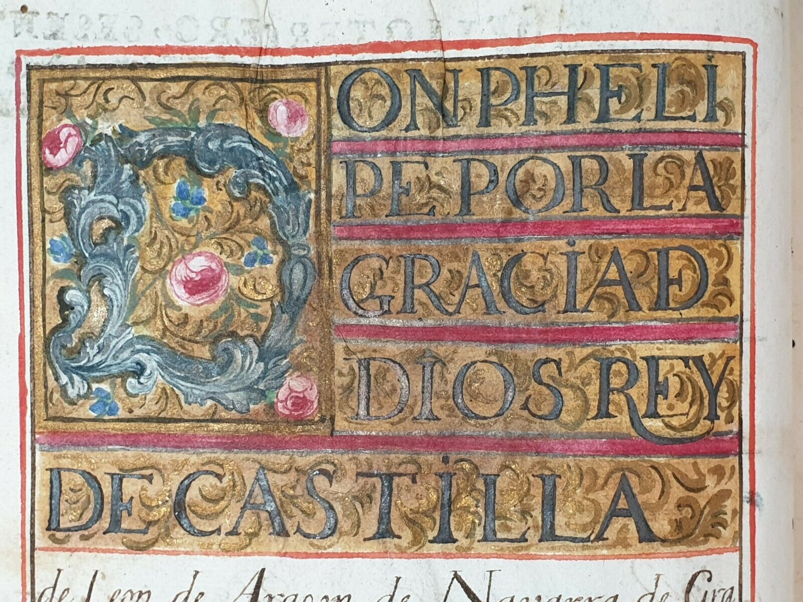 King Philip Spain Document Royal Illuminated Manuscript Nobility Grant Arms Book