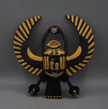 UNIQUE STATUE WINGED SCARAB Beetle Khepri Wall Hanging Egyptian Art Stone  picture