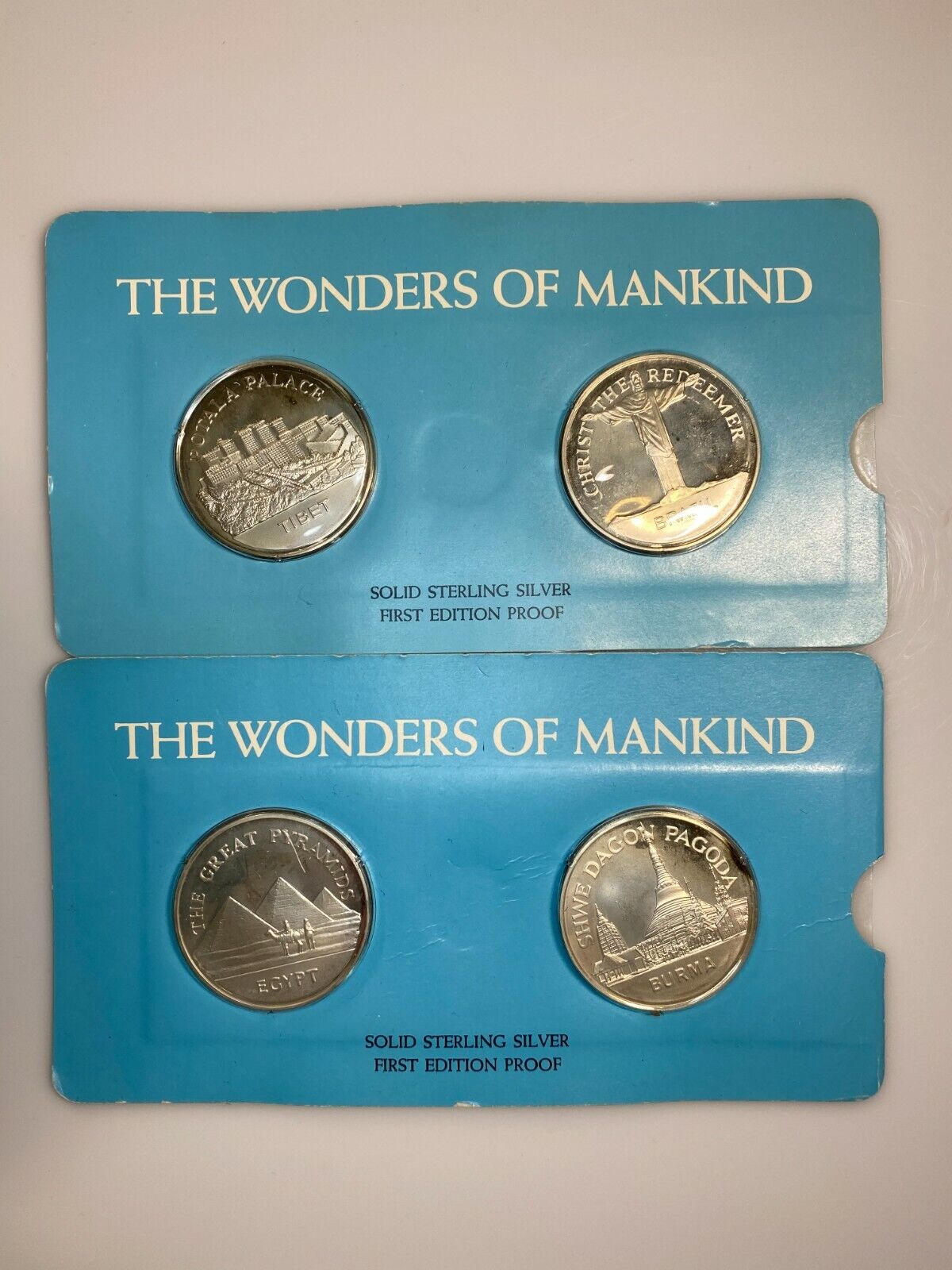 Wonders of Mankind Solid Sterling Silver 12 Coin Set by Encyclopedia Britannica