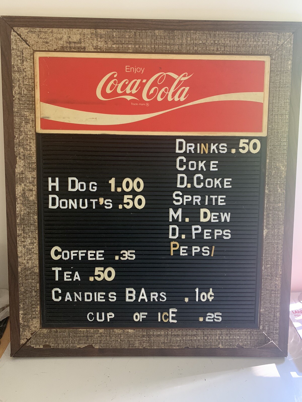 Vintage Coca Cola Cafe Diner Letter Menu Sign Board w Letters Numbers ...