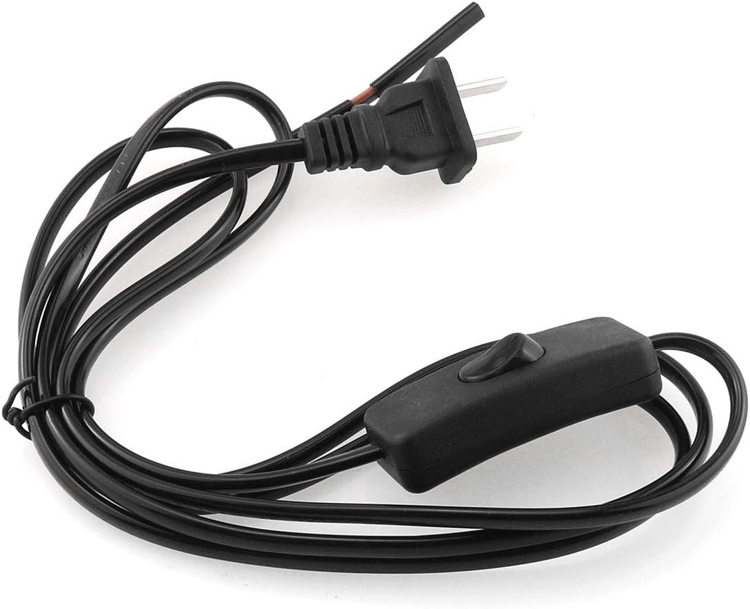 1.8M/6 Feet Black Lamp Cord Cable Cord with Molded Plug On/Off Button Switch Str